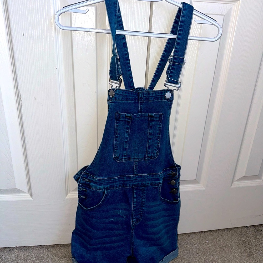 Dark Wash Overall Shorts